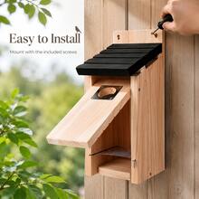 3/1Pcs Cedar Bluebird House For Outdoors, Wooden Birdhouse With 1.5 Inch Entrance Hole, Metal Predator Guard, Easy Clean Latch, Air Vents, Fledgling Grooves, Cedar Nesting Box For Wrens, Swallows, Backyard Garden Bird Watching - View 6
