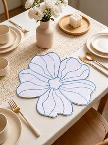 1-12pcs Large Petal White Gold Thread Embroidered Placemats, Southern French Cream Style Thickened Fabric Heat-Resistant Non-Slip Table Mats, Garden Party Anniversary Wedding Banquet Outdoor Picnic Spring Summer Table Decor - Multicolor - View 11