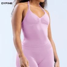 DYFINE Impact Women's Yoga Sports Bra Sleeveless Athletic Top Elastic Fitness Workout Tank Top Breathable - 淺玫瑰 - 查看 4