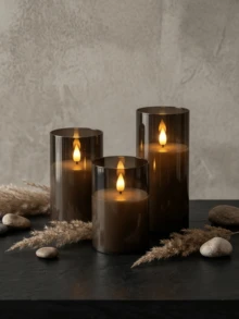1/2/3 piezas Velas parpadeantes, sin llama, alimentadas por batería, con control remoto, función de temporizador, adecuadas para el hogar, la granja, el baño - negro - Ver 2