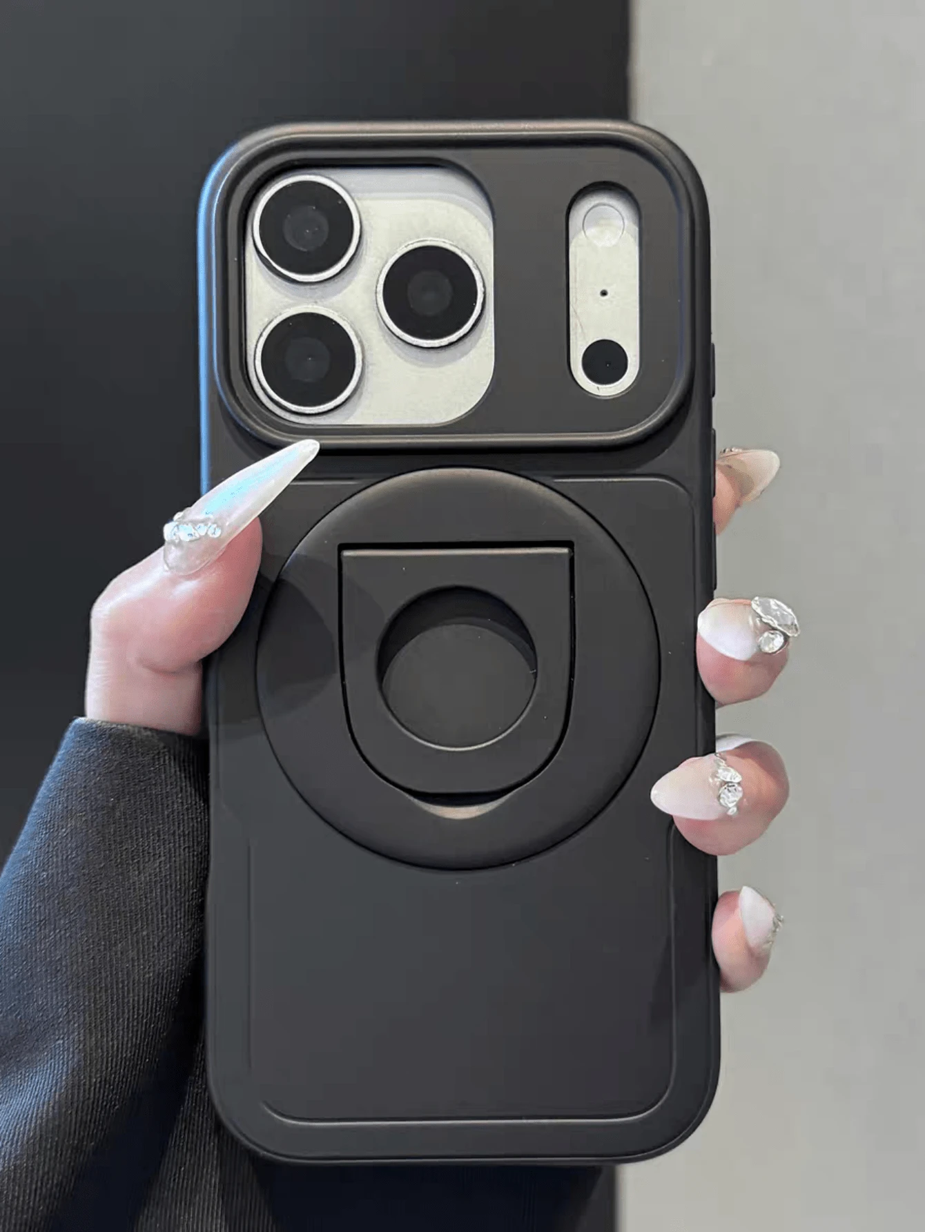 豪華推窗式 360°旋轉隱形支架 有線充電磁吸式 相容 iPhone 17 Pro Max 17 Pro 16 15 14 13 12 11 Pro Max 14 15 16 Plus 11 防震保護殼