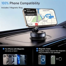 360°可調式磁吸手機支架，適用於汽車/健身房/鏡子/光滑表面/浴室鏡，通用便攜式可折疊車用手機架，兼容所有智慧型手機與車型，可折疊設計，穩固固定，高度可調 - A - 查看 4