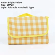 150*200/200*200CM Large Foldable Portable Odorless High-Density Soft Fabric Picnic Mat, Ins Style Coffee Plaid Rectangular, With Carrying Storage Bag, Waterproof Dustproof Grass Carpet, Suitable For Spring/Summer Park Camping Beach Yard Picnic Travel Party - Single Piece - View 11