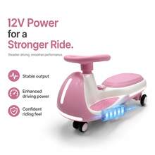 12V Electric Ride On Wiggle Car For Kids 3-8, 2-In-1 Electric & Manual Riding Toy With Bluetooth Music, LED Wheels & Early Education, Rechargeable Outdoor Ride On Toys For Boys Girls, Ideal Toddler Electric Ride On Toys & Kids Motorized Car. Pink - Pink - View 4