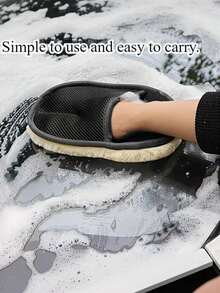 Soft Microfiber Car Wash Mitt, Lint-Free Absorbent Auto Cleaning Glove, Suitable For Car Washing, Waxing, Detailing, Multi-Purpose Car Interior Dusting Tool, Applicable For Car And Home Cleaning - A - View 2