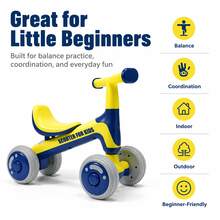 Balance Bike For Toddlers – 4-Wheel Toddler Bike & Kids Bike With Anti-Tip Steering & Silent EVA Wheels, Steady Balance Bike 1 Year Old, Perfect Birthday Gift For Ages 1-4, Top 1 Year Old Boy Gifts & Baby Girl Gifts For Indoor Outdoor Play.Blue - Blue - View 2