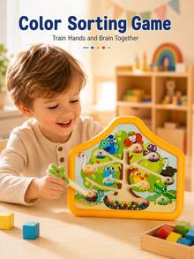 1pc Magnetic Maze Board Toy, Montessori Preschool Learning Bead Puzzle, Fine Motor Skills And Hand-Eye Coordination Activity Toy, Travel Toy Gift For Boys And Girls - Brush Drawing Board - View 5