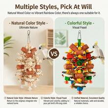 1pc Bird Supplies Pet Supplies Bird Cage Hanging Ornament Bird Toy Accessories Bird Training Supplies Multi-Layer Corn Cob Colorful Rattan Ball Raffia Wood Block Chewing Boredom Relief Cage Hanging Toy Bird Chewing Toy Bird Cage Accessories Suitable For Small And Medium Parrots (Random Color) - A+B - View 8