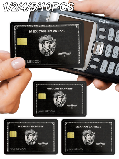 1/2/4/5/10pcs Mexican Cowboy Credit Card Sticker Protector, Mexican Express Long Live Party Birthday Gift, PVC Material Anti-Fingerprint Durable Scratch-Resistant Wear-Resistant, Suitable For Men, Women, Couples, Small Chip Card, Bank Card Decoration Sticker, Credit Card, Membership Card, Transportation Card, Student Campus Card DIY