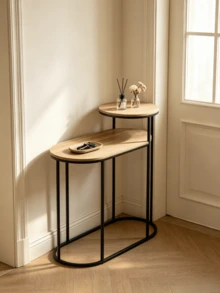 1pc Oval Multi-Layered Side Table, Storage Cabinet For Sofa Gaps, Simple Household Iron Floor Storage Corner Table. - Multicolor - View 3