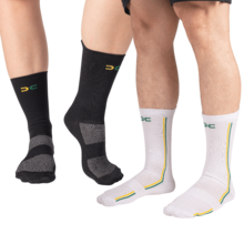 Adult Polyamide Running Socks With 3D Cuff, Breathable, Thermal Comfort, High Performance, Spinning, Cycling - White + Black Cup - View 1