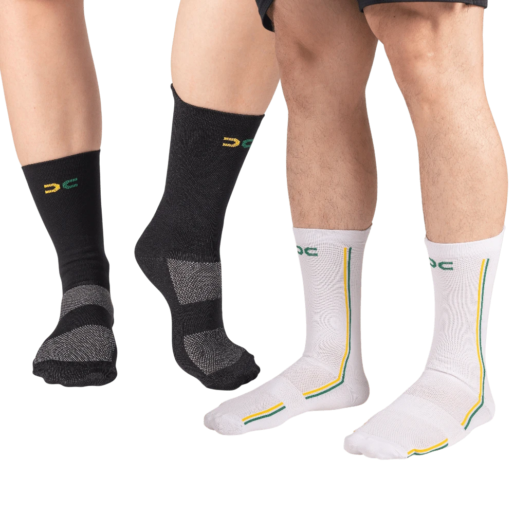 Adult Polyamide Running Socks With 3D Cuff, Breathable, Thermal Comfort, High Performance, Spinning, Cycling - White + Black Cup - View 1