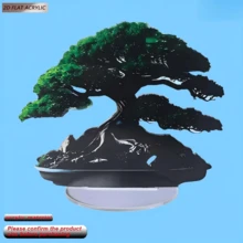 Acrylic Bonsai Tree Decor, 2D Flat Japanese Pine Bonsai Garden Sign, Zen Garden Ornament, Suitable For Home, Patio, Balcony, Office Desk - Green - View 8