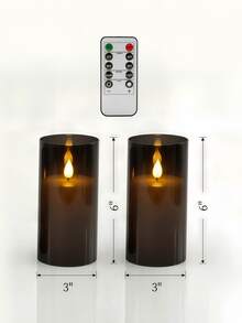 1/2/3 piezas Velas parpadeantes, sin llama, alimentadas por batería, con control remoto, función de temporizador, adecuadas para el hogar, la granja, el baño - negro - Ver 10