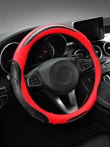 Fashion Stitched Carbon Fiber PU Leather Steering Wheel Cover - 3D Perforated Breathable Grip,Comfortable Grip, Anti-Slip Rubber Inner Ring For 37-38cm Wheels, Universal Fit - Carbon Fiber Splicing - View 15
