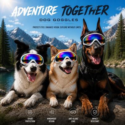 Double Strap Adjustable Dog Goggles, Windproof And Dustproof Pet Eye Protection Gear, Suitable For Medium And Large Dogs, 5 Colors