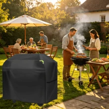 210D Outdoor BBQ Grill Cover, Waterproof Dustproof UV Resistant Barbecue Protector With Handles & Snap Fasteners, Comes With Storage Bag For Garden Camping Picnic - Handle - View 3