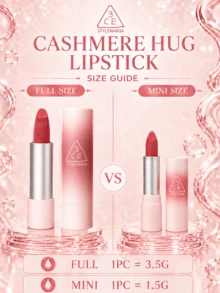 Lipstik 3CE Cashmere Hug #Knit, 3,5/1,5g, hasil akhir matte lembut, halus dan tidak membuat kering, ringan dan sangat berpigmen, cocok untuk semua warna kulit untuk pemakaian sehari-hari. - #MERAJUT - View 5