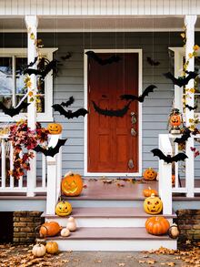 12pcs Halloween Hanging Decor Bats 3D Realistic Scary Large Black Artificial Hanging Flying Bats Yard Sign Outdoor Indoor Lawn Decoration (3 Styles) - Multicolor - View 8