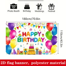 1pc Large 2D Flat Colorful Rainbow Birthday Tapestry, Indoor/Outdoor Party Banner, Birthday Decoration, Birthday Supplies, Party Decoration, Party Supplies - 1 - View 6