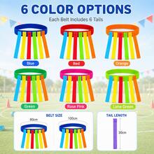 Tail Tag Game Belt, Belt With 6 Detachable Tails, Random Color, Hook And Loop Running Chase Activity Equipment, Back To School Gift, Suitable For Sports Day, Backyard Lawn, Carnival Party, Camping Picnic, Team Building, Outdoor Games, Adult Group Competition - One Size Fits All - View 5