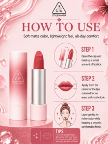Lipstik 3CE Cashmere Hug #Knit, 3,5/1,5g, hasil akhir matte lembut, halus dan tidak membuat kering, ringan dan sangat berpigmen, cocok untuk semua warna kulit untuk pemakaian sehari-hari. - #MERAJUT - View 12