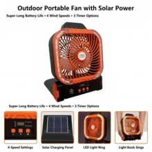Neuer solarbetriebener Outdoor-Ventilator mit Solarpanel, tragbarem USB-Laden, 4 Geschwindigkeitsstufen, 3 Beleuchtungsmodi, ultra leise, Timer, Angel-Camping-Zeltventilator Outdoor-Werkzeugzubehör - Verschiedenfarbig - Übersicht 6