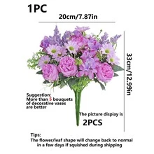 1PC Artificial Simulation Peony Bouquet, With Realistic Texture, Suitable For DIY Vase Flower Arrangement, Indoor/Outdoor Decoration, Home Decoration, Wedding Decoration, Dining Table Decoration, Autumn Decoration - Purple - View 4
