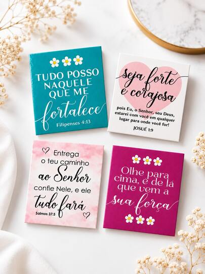 240 Mini Cartão de Agradecimento com Frases Inspiradoras e Bíblicas 4x5cm Pronta Entrega