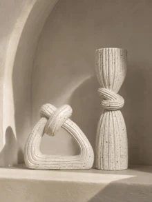 1pc Abstract Knot Sculpture Decor, Cream Spotted Modern Desktop Ornament, Suitable For Living Room, Bedroom, Office Bookshelf And Home Decoration Gift - 1PC - View 6