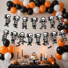 1 Set Cartoon Dancing Skeleton Garland, Halloween Spooky Skeleton Hanging Banner, Trick Or Treat Decoration, Photo Booth Prop, Halloween Backdrop, Party Supplies, Wall Decor, Room Decor, Outdoor Decor, Home Decor, Horror Holiday Party Atmosphere Decoration - A - View 7