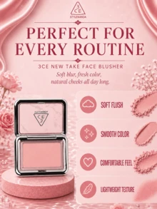3CE Style Blush #Silky Peach Pink 4.5g, Fine Powder That Blends Smoothly Without Fallout, Softly Enhances Complexion, Suitable For Daily Light Makeup On All Skin Tones - #SLIDE SLOWLY - View 10