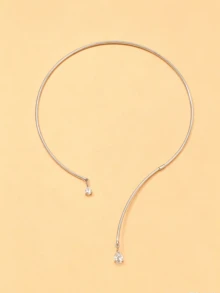 outingfit 1pc New Open Pearl Pendant Necklace, Minimalist Elegant Versatile Jewelry - Silver - View 2