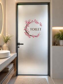 3pcs Creative Pink Floral Branch Door Stickers, Self-Adhesive Flower Wall Decals For Bathroom, Living Room, Entryway Home Decor - Painted Branches and Flowers - View 7