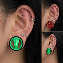 2pcs Hollow Mask Design Ear Tunnels Gauges, Punk Gothic Ear Stretcher Expander Body Piercing Jewelry For Halloween Party - Round - View 1