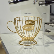 1 pieza Estante de almacenamiento de cápsulas de café de metal, Cesta de almacenamiento de cápsulas de café de alambre, Estante de almacenamiento de cápsulas de espresso, Adecuado para cocina del hogar, cafetería, hotel (forma de taza de té) - Multicolor - Ver 12