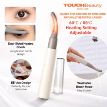TOUCHBeauty Heated Eyelash Curler With Comb, Suitable For Soft/Short/Long Lashes, Washable Brush Head, Max Temp 80°C For Fast Natural Curl & Long-Lasting, 2 Heat Settings Anti-Scald, Type-C Charging, Gift For Women - Light Grey - View 2