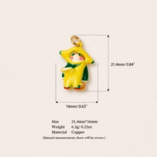 1pc Fruit Cat Pendant, Exquisite Cute Style, 14K Gold Plated, Copper Material, Suitable For DIY Charm Bracelet Pendant, Necklace Pendant, Women's Jewelry - Multicolor - View 12