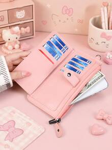 SANRIO 1件 Hello Kitty 印花長款錢包，大容量手拿包附腕帶，含卡槽、零錢袋與拉鍊開合，適合日常出行 - 彩色 - View 6