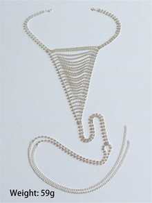 1PC Sexy Shiny Multi-Layer Rhinestone Waist Chain Shorts Chain, Beach Party Valentine's Day Body Chain, Fashion Women's Jewelry Accessory - Silver - View 4