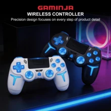 GAMINJA P412 Wireless Controller, Compatible With P4/P4 Slim/P4 Pro/PC, RGB Multi-Mode Lighting Effects, Dual Vibration, Speaker, Six-Axis Gyroscope, Headphone Jack, Touchpad And LED Light Panel, Light Strip - View 5