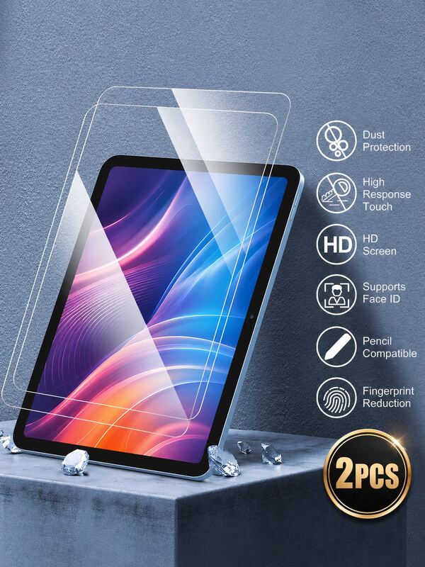 2-Pack Screen Protector Compatible With Ipad 10/11 Gen 10.9 Inch/ Air 11 Inch (2025/2024 Model) [7th/6th/5th/4th Gen, M3/M2 Chip], Also Compatible With IPad 9/8/7 Gen (2021/2020/2019 Model), Anti-Scratch, High Definition, Compatible With Protective Cases, Supports Apple Pencil
