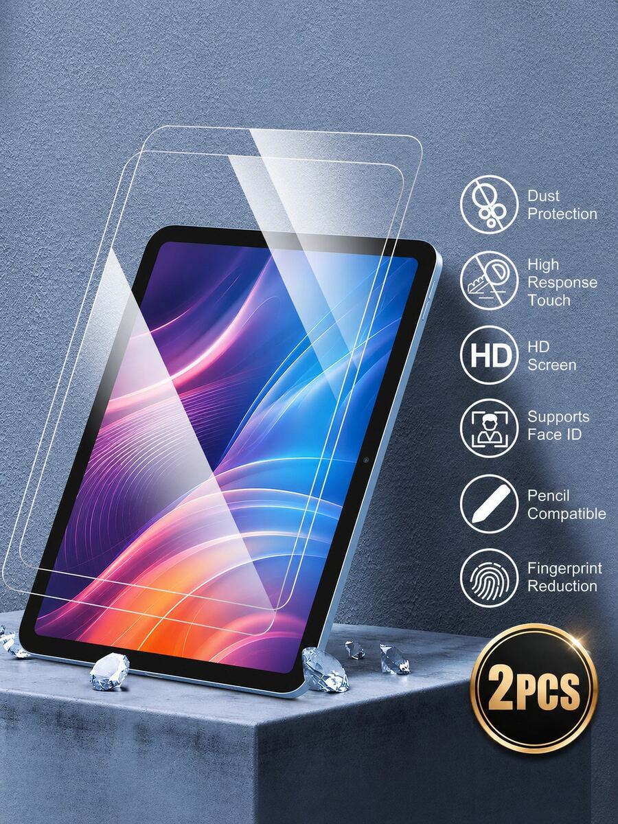2入裝螢幕保護貼，適用於 iPad 10/11 代 10.9 吋/Air 11 吋 (2025/2024 型號) [7代/6代/5代/4代，M3/M2 晶片]，亦適用於 iPad 9/8/7 代 (2021/2020/2019 型號)，防刮、高畫質，可搭配保護殼使用，支援 Apple Pencil - 無色 - 查看 1