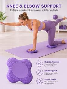 Thick Non-Slip Portable Yoga Knee Pad, Dual-Use Elbow Support Pad, Random Color, Durable Protective Pad, Paired With Marble Pattern Yoga Mat, Ideal For Indoor Home Fitness Workout Training - Multicolor - View 3