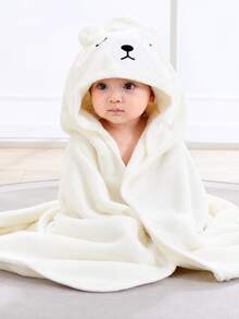Baby Hooded Bath Towel Embroidered Absorbent Newborn Infant Bathrobe - White - View 4