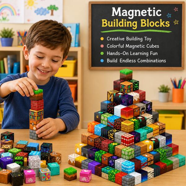 Nuevos Bloques de Construcción Magnéticos Mundo de Minería, Construcción Magnética, Estilos Aleatorios, Incluye Mini Figuras, Juego de Bloques de Construcción, Educación STEM, Desarrollo Sensorial, Cumpleaños y Vacaciones 2026, Mejor Regalo para Niños y Niñas de 3+