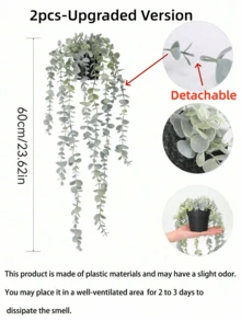 1/2 件人造植物，悬挂盆栽，壁挂式搁板装饰，适用于室内、室外、客厅搁板装饰、家居装饰、房间装饰、花园装饰、墙壁装饰 - 噴白尤加利 - 查看 11