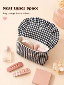 Cute Plaid Camera Bag CCD Storage Pouch Canvas Camera Case Mini Square Makeup Bag Camera Dust-Proof Storage Bag Camera Storage Pouch Women's Lipstick Sanitary Napkin Storage Bag Wallet Coin Purse Card Holder Small Makeup Zipper Bag - Multicolor - View 5