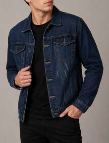 Men's Denim Jacket With Iron Button Closure - azul real - Ver 2
