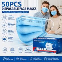 50pcs, Boxed, Easy To Carry, 3-Layer Mask, Blue And Pink, Individually Packaged, Disposable Mask, Suitable For Daily Travel, Parties And Dinners, Dealing With Strong Winds And Dust, Value-For-Money Suit, Pink Mask Buy Three Boxes And Get One Free. - Blue 50pcs - View 2
